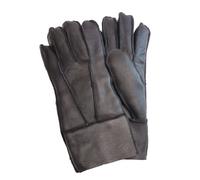 Infinity Leather Unisex Black Sheepskin Leather Gloves with Roll Up/Down Cuff