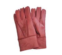 Infinity Leather Unisex Sheepskin Leather Gloves with Roll Up/Down Cuff - Red - L