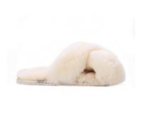 Infinity Leather Sheepskin Slippers Warm Winter Fur Crossover - Snowbelle In Beige Beige 6