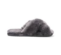 Infinity Leather Sheepskin Slippers Warm Winter Fur Crossover - Snowbelle In Grey Grey 4