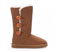 Infinity Leather Women's Sheepskin Suede Button Warm Winter Calf Boots - Willow in Tan | Size: 5 Infinity Leather Tan 5