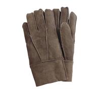 Infinity Leather Unisex Sheepskin Suede Gloves with Roll Up/Down Cuff - Brown - S