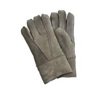 Infinity Leather Sheepskin Suede Gloves With Roll Up/down Cuff In Grey Grey L