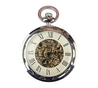 Infinity Leather Silver Pocket Watch Mechanical Peaky Blinders Vintage Double Hunter Automatic