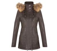 Infinity Leather Slim Fit Leather Hooded Parka Jacket-Northam In Brown Brown