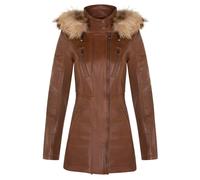 Infinity Leather Slim Fit Leather Hooded Parka Jacket-Northam In Tan Tan 24