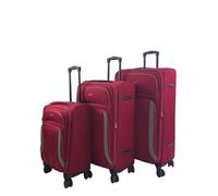 Infinity Leather Soft 3 Pcs Luggage 8 Wheel Light Travel Suitcase Set In Burgundy Burgundy One Size