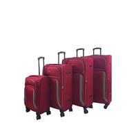 Infinity Leather Soft 4 Pcs Luggage 8 Wheel Light Travel Suitcase Set In Burgundy Burgundy One Size