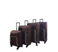 Infinity Leather Soft 4 Pcs Luggage 8 Wheel Light Travel Suitcase Set In Khaki Khaki One Size