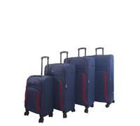 Infinity Leather Soft 4 Pcs Luggage 8 Wheel Light Travel Suitcase Set In Navy Navy One Size