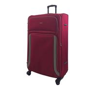 Infinity Leather Soft Extra Large 8 Wheel Luggage Light Travel Suitcase In Burgundy Burgundy