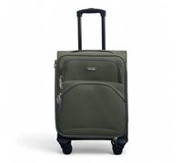 Infinity Leather Soft Shell Cabin 48 X 37 X 20 Cm Secure Travel Luggage Suitcase Suitable For Easyjet, Ryanair In Green Green Cabin