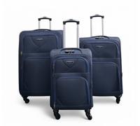 Infinity Leather Soft Shell Lightweight Nylon 4 Wheel Travel Case Holiday Suitcase In Navy Navy Medium