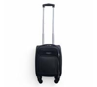 Infinity Leather Soft Shell Lightweight Nylon 4 Wheel Underseat Cabin Case Holiday Suitcase In Black Black XS
