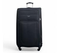 Infinity Leather Soft Shell Lightweight Nylon Extra Large 4 Wheels Travel Suitcase in Black Infinity Leather Black Large