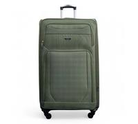 Infinity Leather Soft Shell Lightweight Nylon Extra Large 4 Wheels Travel Suitcase In Khaki Khaki