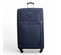 Soft Shell Lightweight Nylon Extra Large 4 Wheels Travel Suitcase Infinity Leather Navy Large