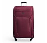 Infinity Leather Soft Shell Lightweight Nylon Extra Large 4 Wheels Travel Suitcase in Wine Infinity Leather Wine Large