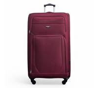 Infinity Leather Soft Shell Lightweight Nylon Extra Large 4 Wheels Travel Suitcase In Wine Wine