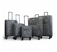Infinity Leather Soft Shell Lightweight Nylon Travel Holiday Set Of 5 Suitcases - Seas In Grey Grey One Size