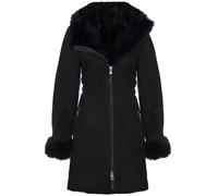 Infinity Leather Suede Merino Sheepskin Coat-Samara In Black Black 20