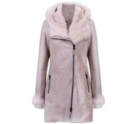 Infinity Leather Suede Merino Sheepskin Coat-Samara In Grey Grey 16