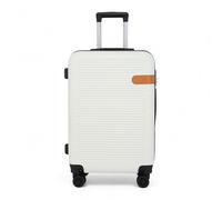 Infinity Leather Suitcase Trolley Carry On Hand Cabin Luggage Hard Shell ABS Travel Bag Lightweight with Durable 4 Spinner Wheels (Beige, M(66cm 61L))