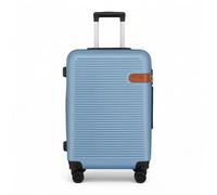 Infinity Leather Suitcase Trolley Carry On Hand Cabin Luggage Hard Shell ABS Travel Bag Lightweight with Durable 4 Spinner Wheels (Blue, M(66cm 61L))