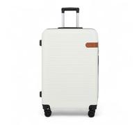 Infinity Leather Suitcase Trolley Carry On Hand Cabin Luggage Hard Shell ABS Travel Bag Lightweight with Durable 4 Spinner Wheels (Beige, L(75cm 90L))