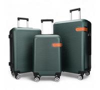 Infinity Leather Suitcase Trolley Carry On Hand Cabin Luggage Hard Shell ABS Travel Bag Lightweight with Durable 4 Spinner Wheels (Blue, 3 Pcs Set)