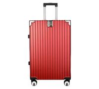 Infinity Leather Suitcase Trolley Carry On Hand Cabin Luggage Hard Shell PC Travel Bag Lightweight with Durable 4 Spinner Wheels (Red, M(66cm 70L))