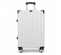 Infinity Leather Suitcase Trolley Carry On Hand Cabin Luggage Hard Shell PC Travel Bag Lightweight with Durable 4 Spinner Wheels (White, L76cm 110L)