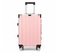 Infinity Leather Suitcase Trolley Carry On Hand Cabin Luggage Hard Shell PC Travel Bag Lightweight with Durable 4 Spinner Wheels (Pink, S(56cm 42L))
