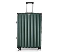 Infinity Leather Suitcase Trolley Carry On Hand Cabin Luggage Hard Shell PC Travel Bag Lightweight with Durable 4 Spinner Wheels (Green, L76cm 110L)