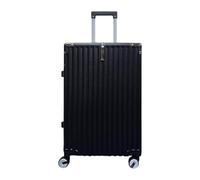 Infinity Leather Suitcase Trolley Carry On Hand Cabin Luggage Hard Shell PC Travel Bag Lightweight with Durable 4 Spinner Wheels (Black, M(66cm 70L))