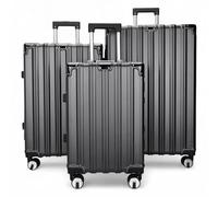Infinity Leather Suitcase Trolley Carry On Hand Cabin Luggage Hard Shell PC Travel Bag Lightweight with Durable 4 Spinner Wheels (Grey, 3 Pcs Set)