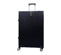 Infinity Leather Suitcase Trolley Carry On Hand Cabin Luggage Hard Shell PC Travel Bag Lightweight with Durable 4 Spinner Wheels (Black, L76cm 110L)