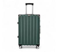 Infinity Leather Suitcase Trolley Carry On Hand Cabin Luggage Hard Shell PC Travel Bag Lightweight with Durable 4 Spinner Wheels (Green, M(66cm 70L))