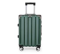 Infinity Leather Suitcase Trolley Carry On Hand Cabin Luggage Hard Shell PC Travel Bag Lightweight with Durable 4 Spinner Wheels (Green, S(56cm 42L))