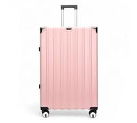 Infinity Leather Suitcase Trolley Carry On Hand Cabin Luggage Hard Shell PC Travel Bag Lightweight with Durable 4 Spinner Wheels (Pink, M(66cm 70L))