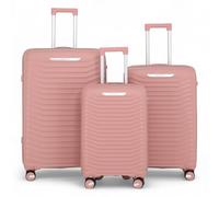 Infinity Leather Suitcase Trolley Carry On Hand Cabin Luggage Hard Shell Travel Bag Lightweight with TSA Lock and Durable 4 Spinner Wheels (Pink, 3 Pcs Set)