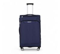 Infinity Leather Suitcase Trolley Carry On Hand Cabin Luggage Soft Shell Travel Bag Lightweight with TSA Lock and Durable 4 Spinner Wheels (Blue, M(58cm 43L))