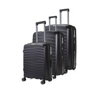 Infinity Leather Sunwave Hard Shell Suitcase Luggage Trolley Cabin In Black Black Large