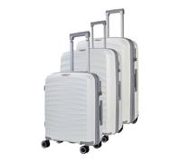 Infinity Leather Sunwave Hard Shell Suitcase Luggage Trolley Cabin In White White Medium