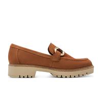 Infinity Leather Tamaris Cognac Tan Leather Loafers Slip-On Platform Shoes Tan