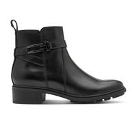 Infinity Leather Tamaris Leather Buckled Zip Biker Ankle Boots In Black Black