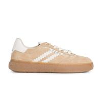 Infinity Leather Tamaris Leather Fashion Stripe Lace Up Sneakers In Beige