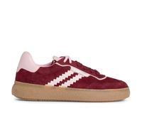 Infinity Leather Tamaris Leather Fashion Stripe Lace Up Sneakers In Burgundy