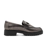 Infinity Leather Tamaris Leather Loafers Slip-On Platform Shoes In Silver Silver 7.5