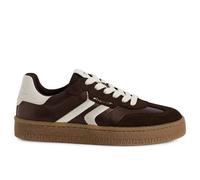 Infinity Leather Tamaris Suede Leather Fashion Lace Up Sneakers In Brown